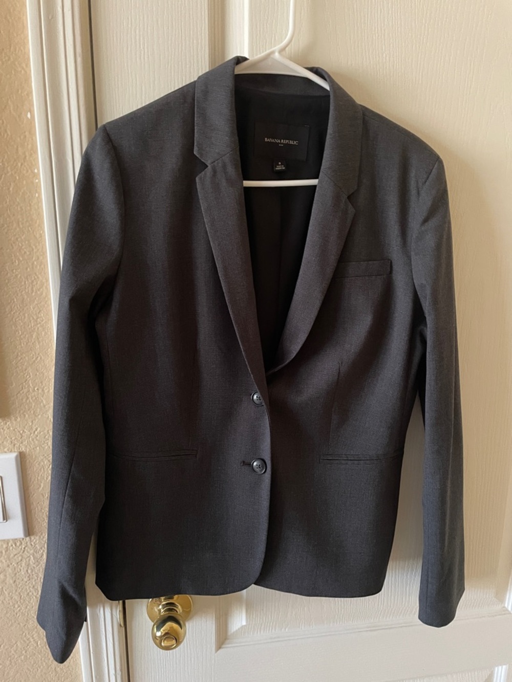 Banana Republic Women's Dark Gray Two-Button Tailored Blazer